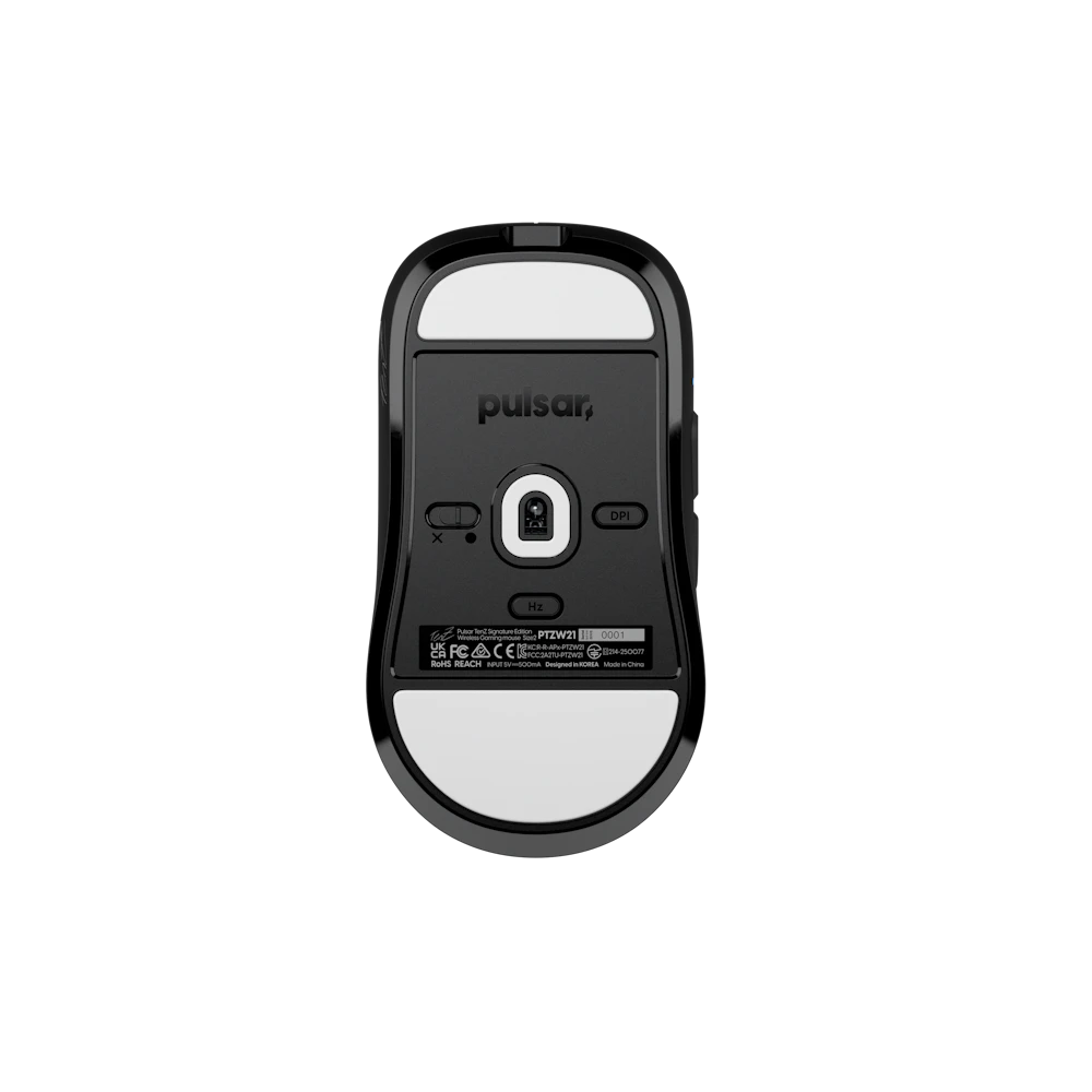 A large main feature product image of Pulsar TenZ Signature Edition - 47g Ultra-Lightweight 8K Wireless Gaming Mouse (Black)