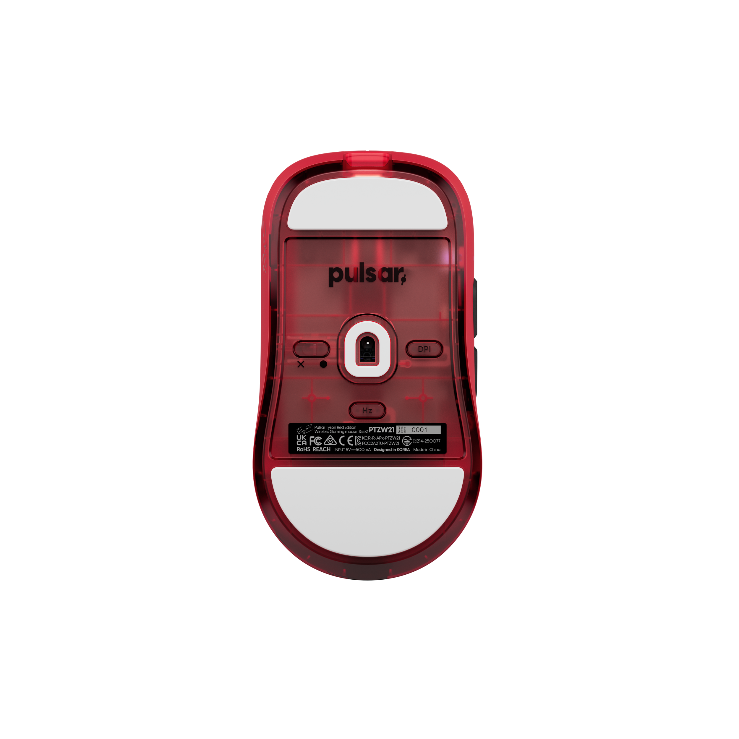 A large main feature product image of Pulsar TenZ Signature Edition - 47g Lightweight Wireless Gaming Mouse (Red)