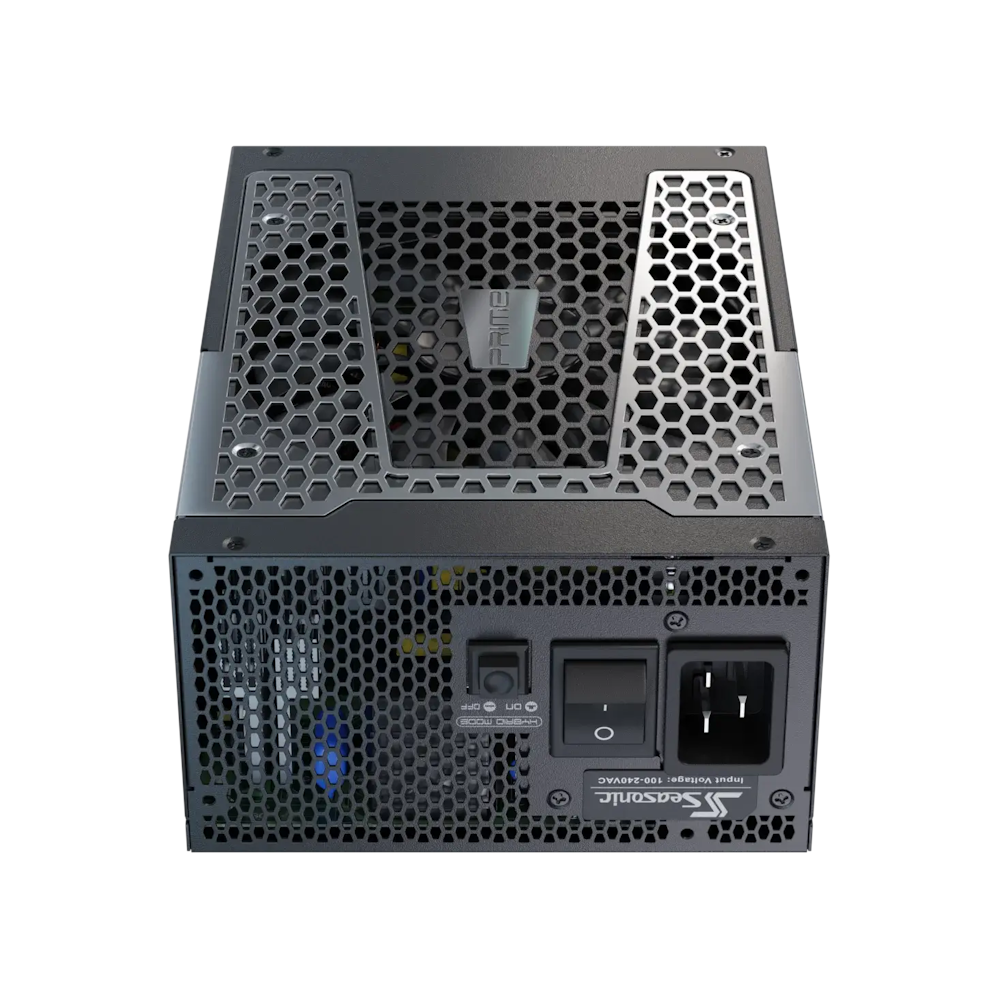 A large main feature product image of Seasonic PRIME TX 1600W Titanium PCIe 5.1 ATX 3.0 Modular PSU
