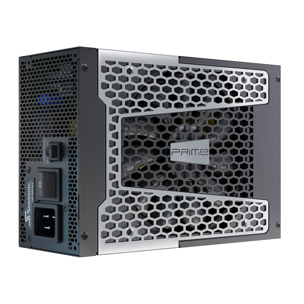 A large main feature product image of Seasonic PRIME TX 1600W Titanium PCIe 5.1 ATX 3.0 Modular PSU