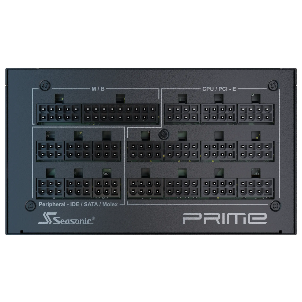 A large main feature product image of Seasonic PRIME TX 1600W Titanium PCIe 5.1 ATX 3.0 Modular PSU