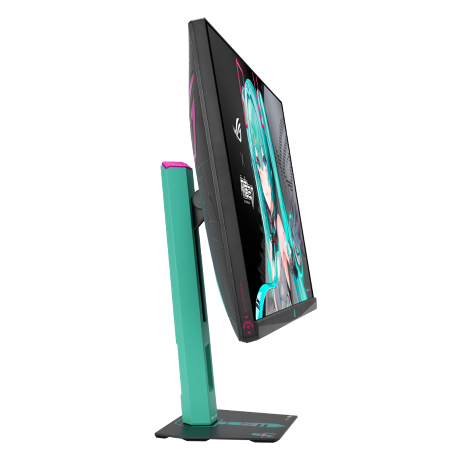 A large main feature product image of ASUS ROG Strix XG27ACMEG-G - 27" 1440p 250Hz Fast IPS Gaming Monitor -  Hatsune Miku Edition