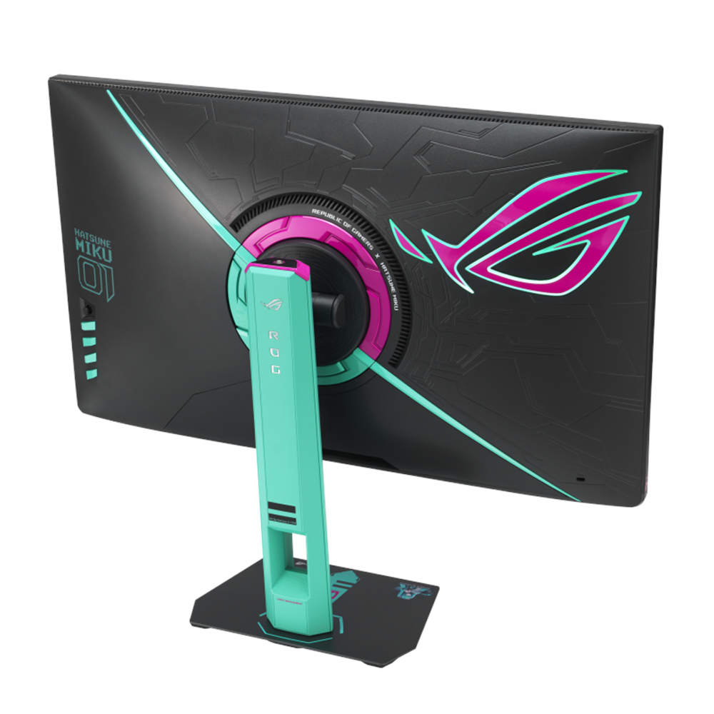A large main feature product image of ASUS ROG Strix XG27ACMEG-G - 27" 1440p 250Hz Fast IPS Gaming Monitor - Hatsune Miku Edition