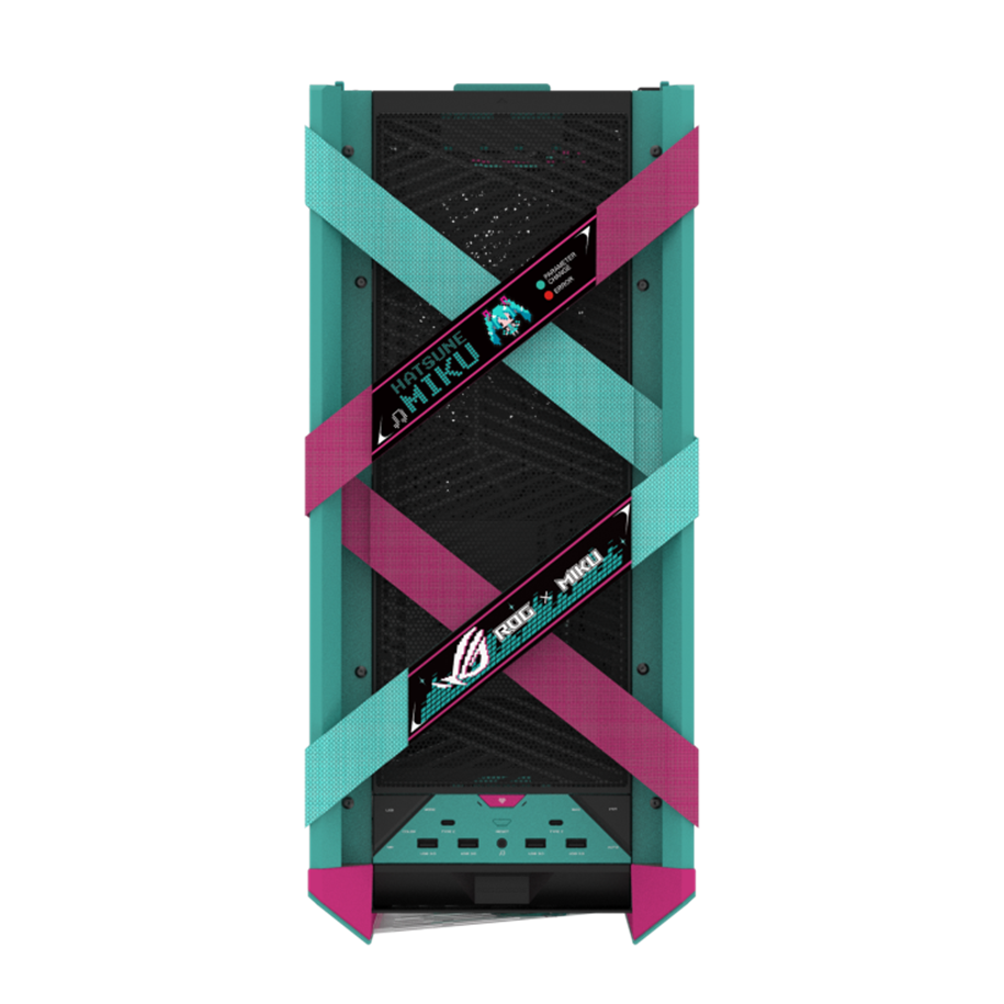 A large main feature product image of ASUS ROG Strix Helios II EATX Mid Tower Case -  Hatsune Miku Edition