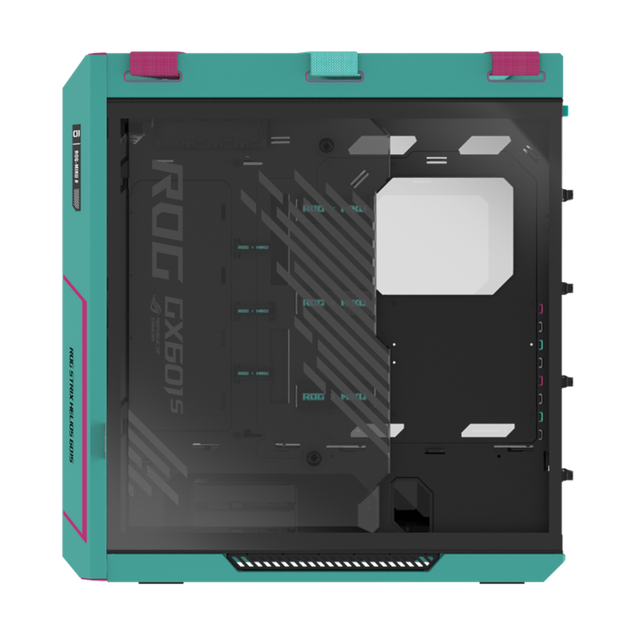A large main feature product image of ASUS ROG Strix Helios II EATX Mid Tower Case -  Hatsune Miku Edition