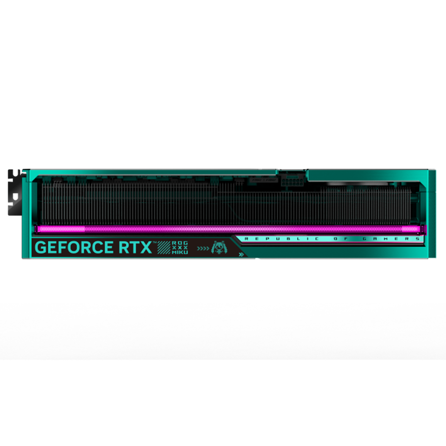 A large main feature product image of ASUS GeForce RTX 5080 ROG Astral Gaming OC 16GB GDDR7 - HATSUNE MIKU EDITION