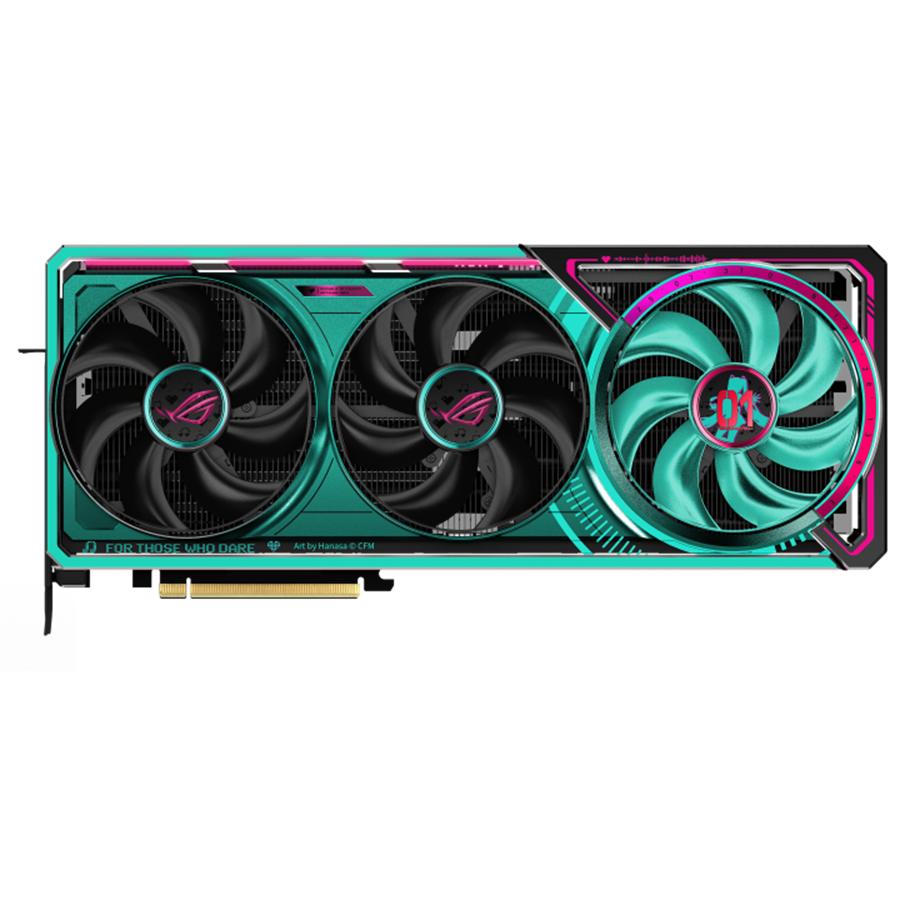 A large main feature product image of ASUS GeForce RTX 5080 ROG Astral Gaming OC 16GB GDDR7 - HATSUNE MIKU EDITION