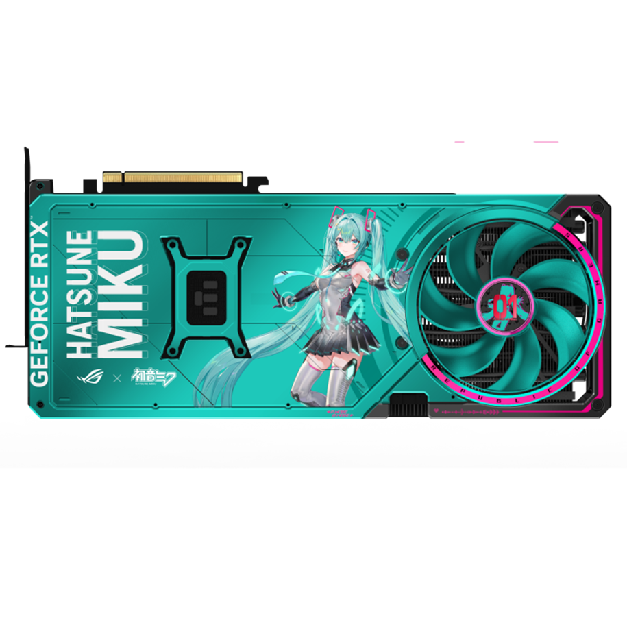 A large main feature product image of ASUS GeForce RTX 5080 ROG Astral Gaming OC 16GB GDDR7 - HATSUNE MIKU EDITION