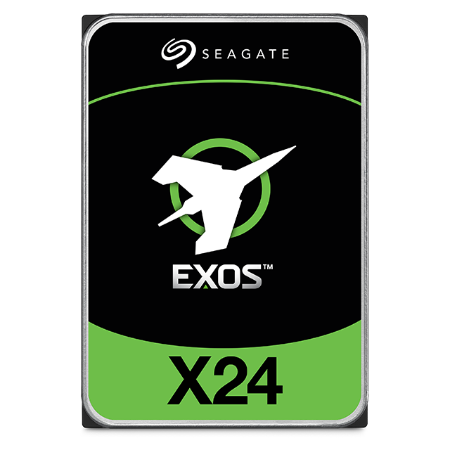 A large main feature product image of Seagate EXOS X24 Enterprise HDD - 16TB 512MB