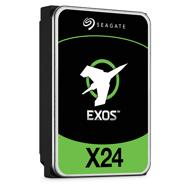 A large main feature product image of Seagate EXOS X24 Enterprise HDD - 16TB 512MB