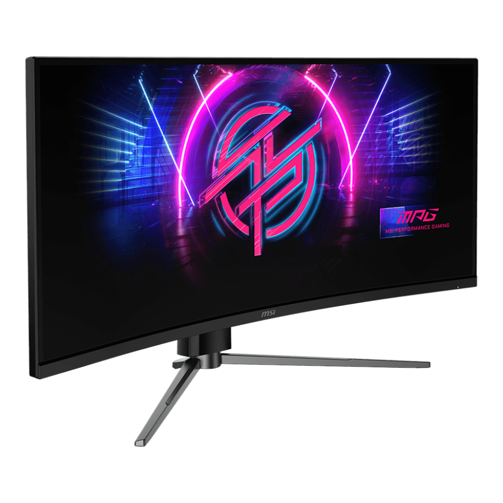 A large main feature product image of MSI MPG 346CQRF X24 - 34" Curved 1440p 240Hz 0.5ms Rapid VA Gaming Monitor