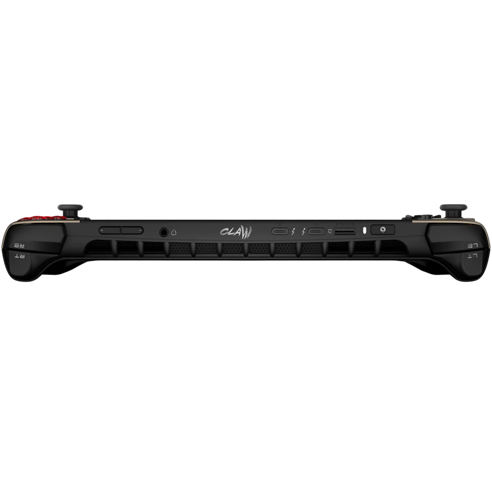 A large main feature product image of MSI Claw 8 AI+ (A2VM) - 8" 120Hz, Core Ultra 7 258V, 32GB/1TB - Win 11 Gaming Handheld