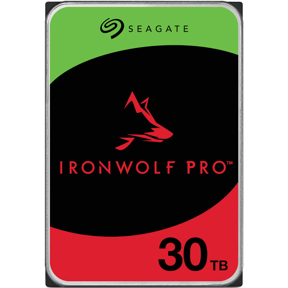 A large main feature product image of Seagate IronWolf Pro 3.5" NAS HDD - 30TB 512MB