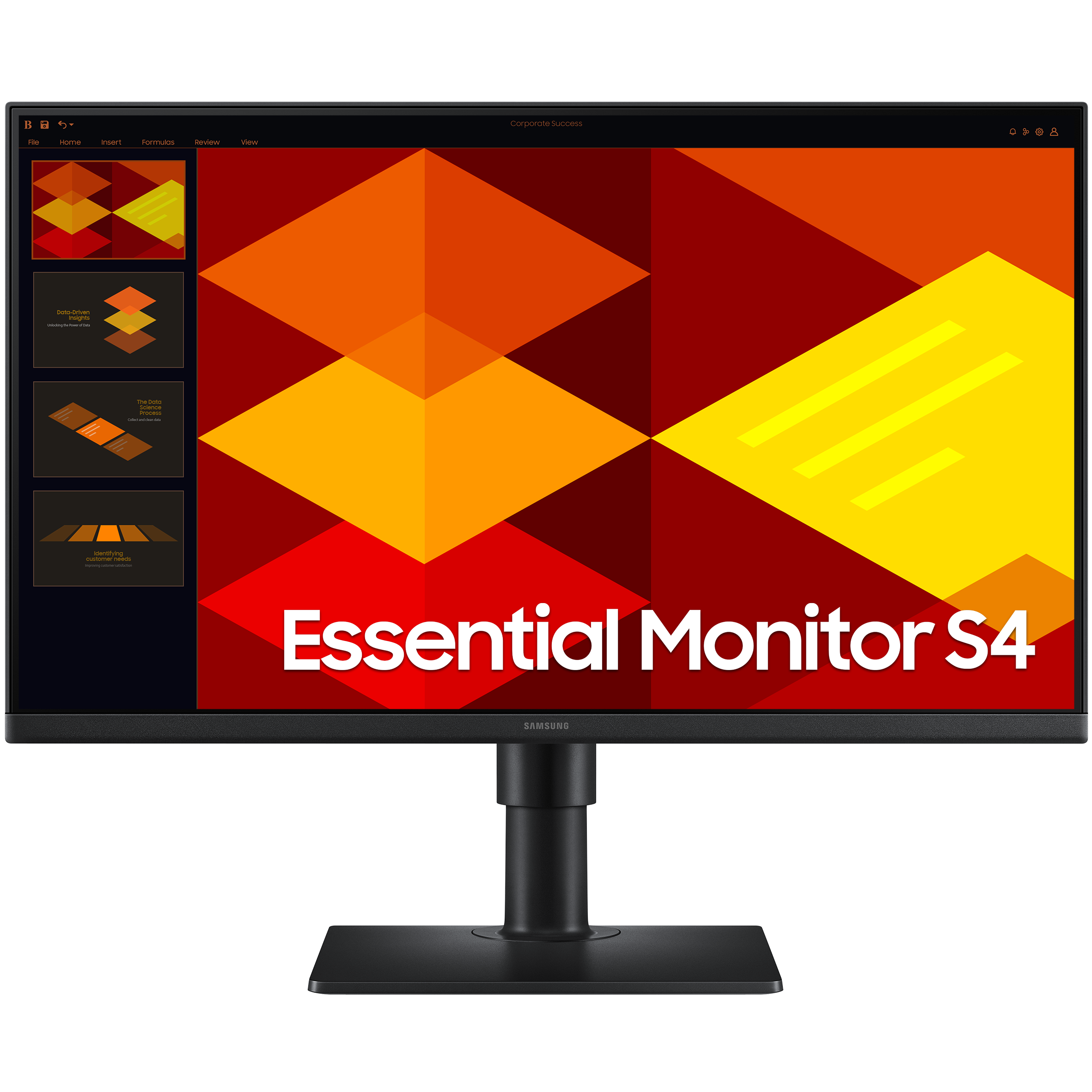 A large main feature product image of Samsung Essential S4 240GD - 24" 1080p 100Hz IPS Monitor