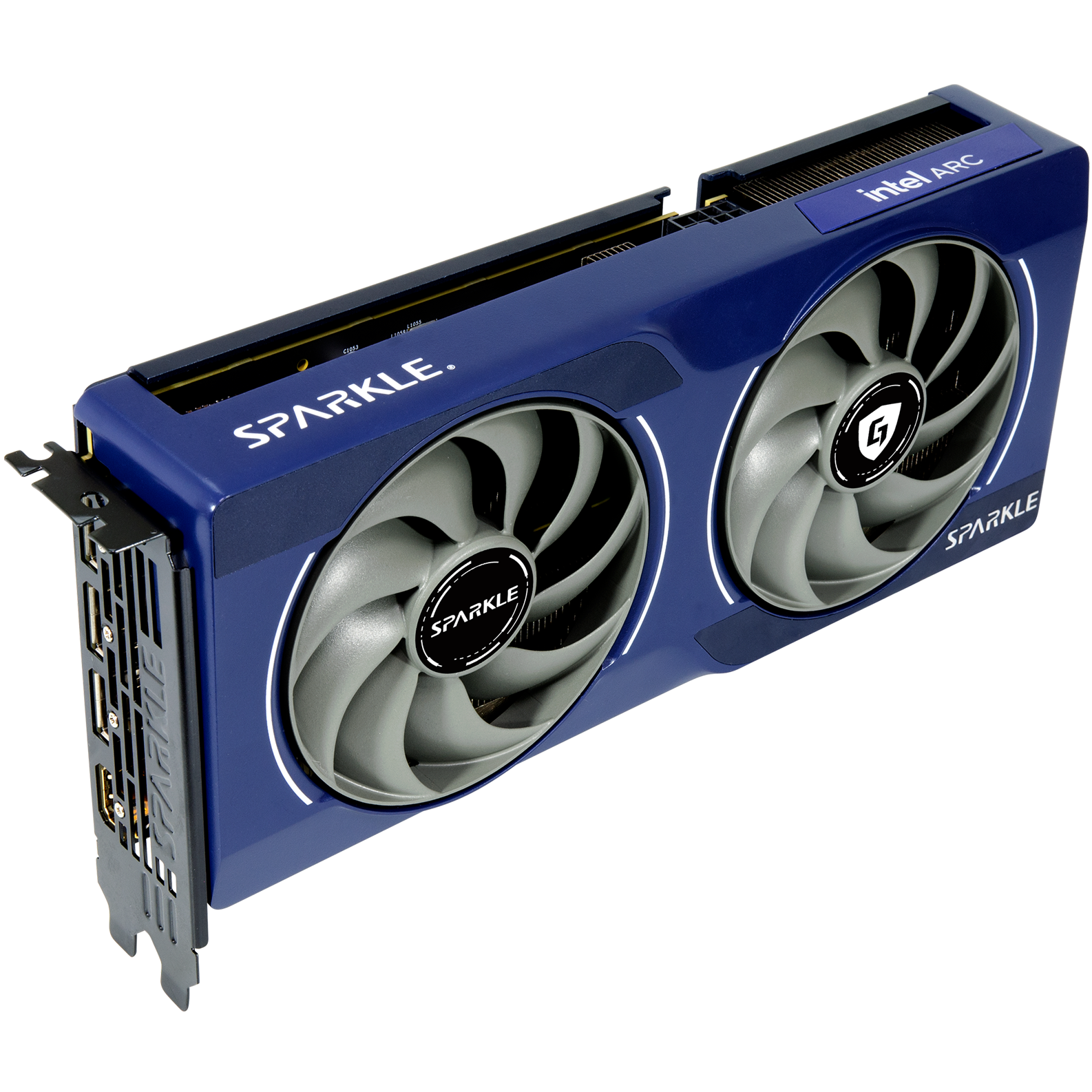 A large main feature product image of SPARKLE Intel Arc Battlemage B580 GUARDIAN 12GB GDDR6