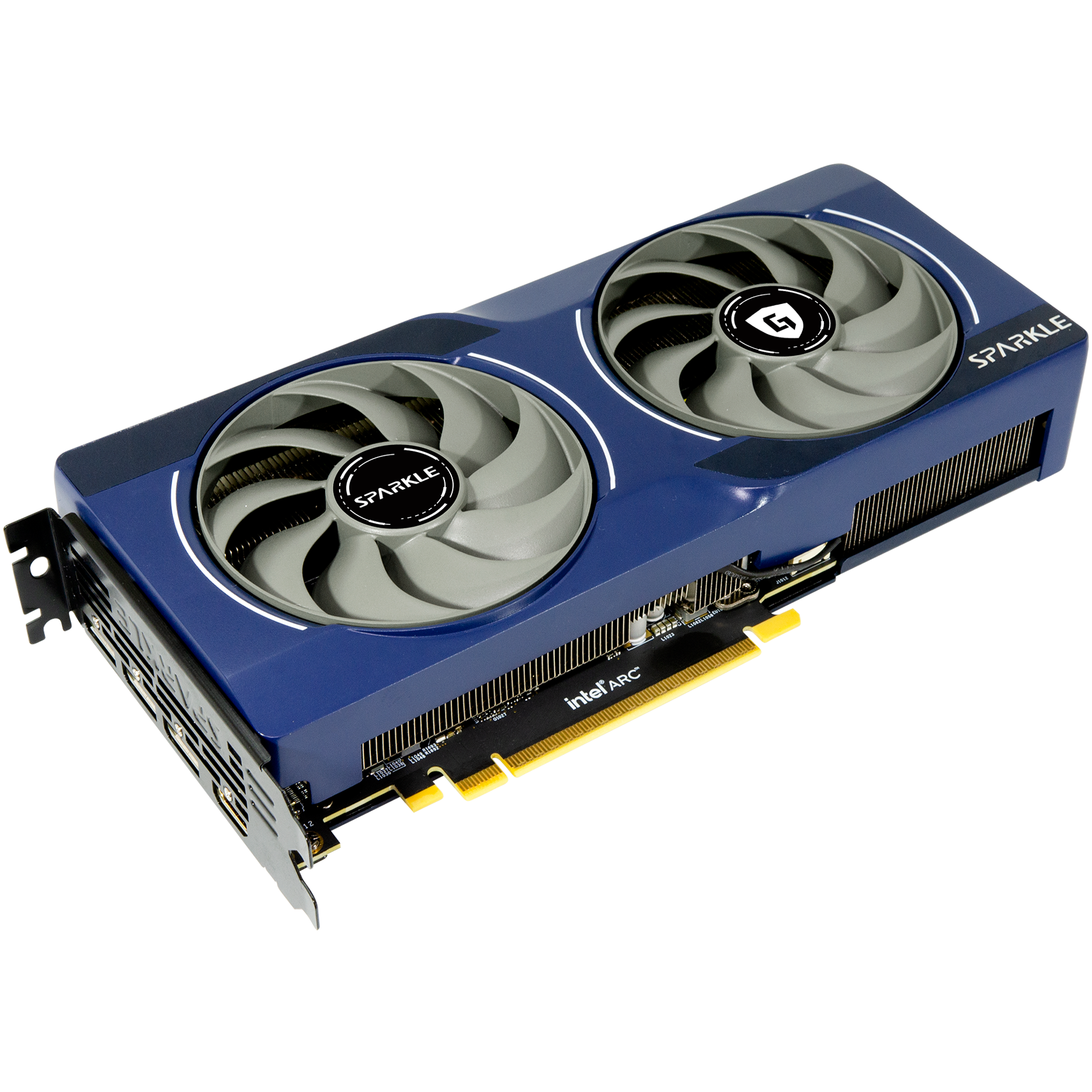 A large main feature product image of SPARKLE Intel Arc Battlemage B580 GUARDIAN 12GB GDDR6