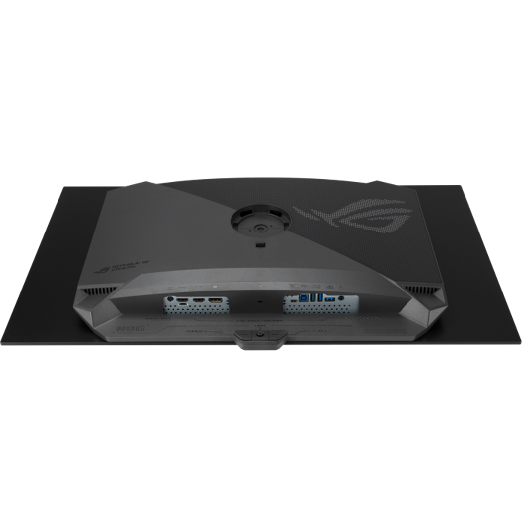 A large main feature product image of ASUS ROG Strix OLED XG32UCWG - 32" 4K 165Hz / 1080p 330Hz Dual-Mode 0.03ms Gaming Monitor