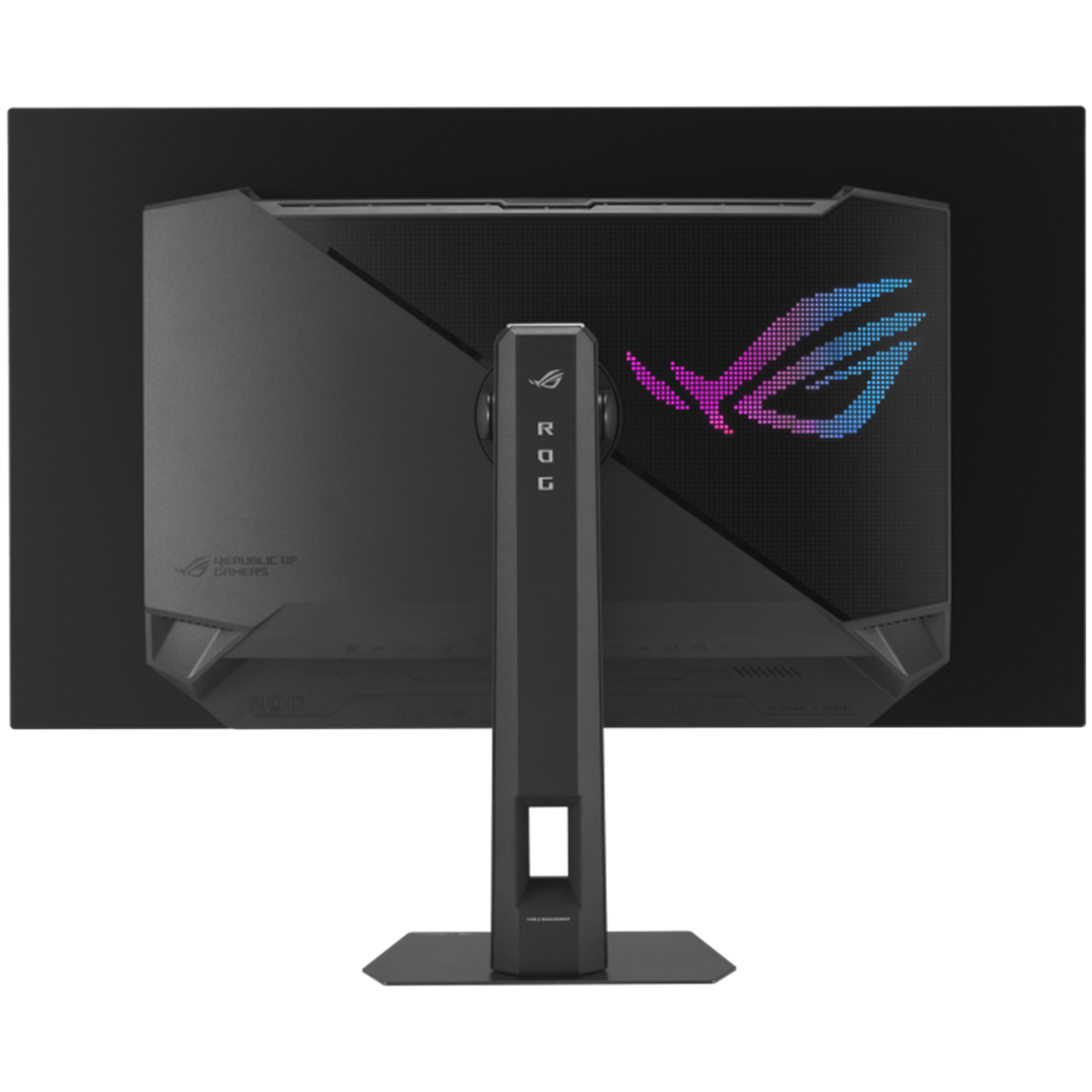 A large main feature product image of ASUS ROG Strix OLED XG32UCWG - 32" 4K 165Hz / 1080p 330Hz Dual-Mode 0.03ms Gaming Monitor