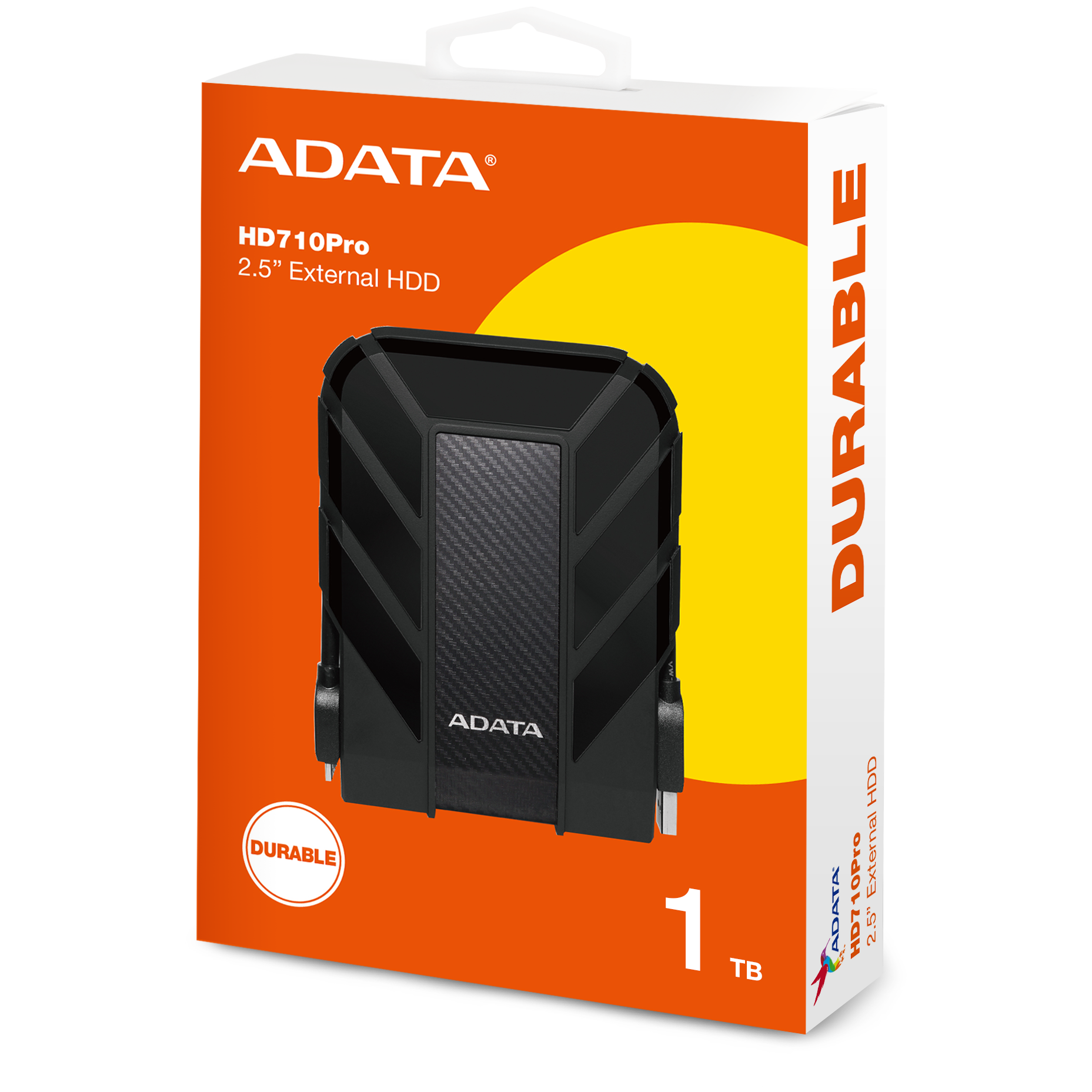 A large main feature product image of ADATA HD710 Pro External HDD - 1TB (Rugged Black)