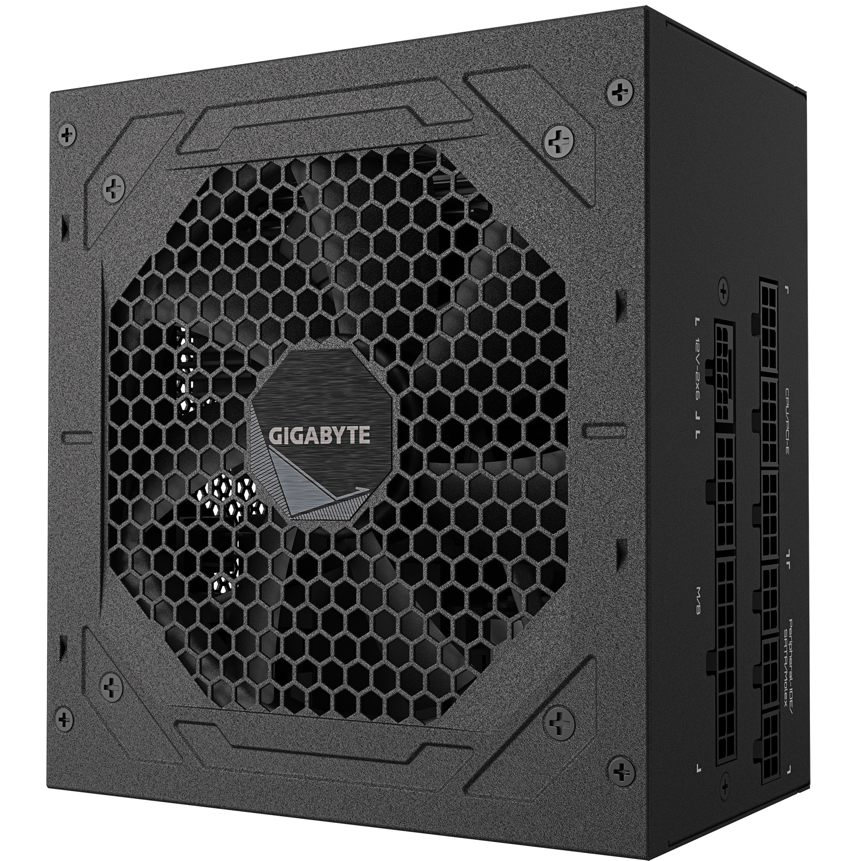 A large main feature product image of Gigabyte UD1000GM - 1000W Gold PCIe 5.0 ATX Modular PSU - Black