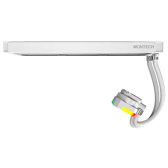 A large main feature product image of Montech HyperFlow ARGB 360mm AIO Liquid CPU Cooler (White)