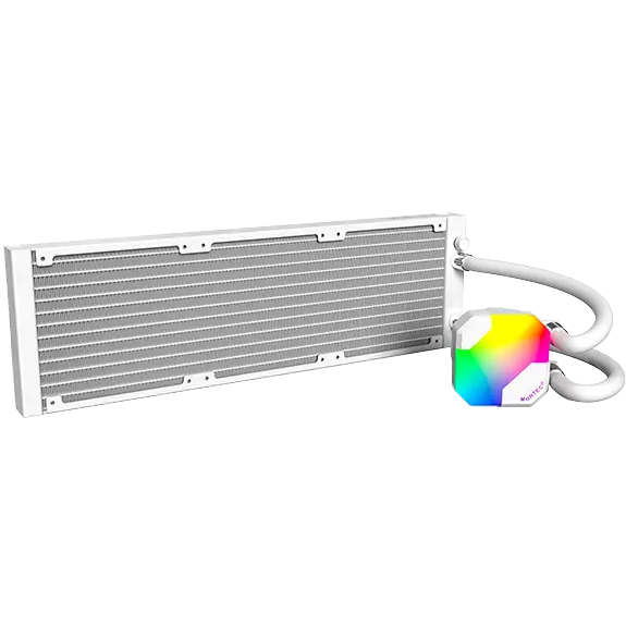 A large main feature product image of Montech HyperFlow ARGB 360mm AIO Liquid CPU Cooler (White)
