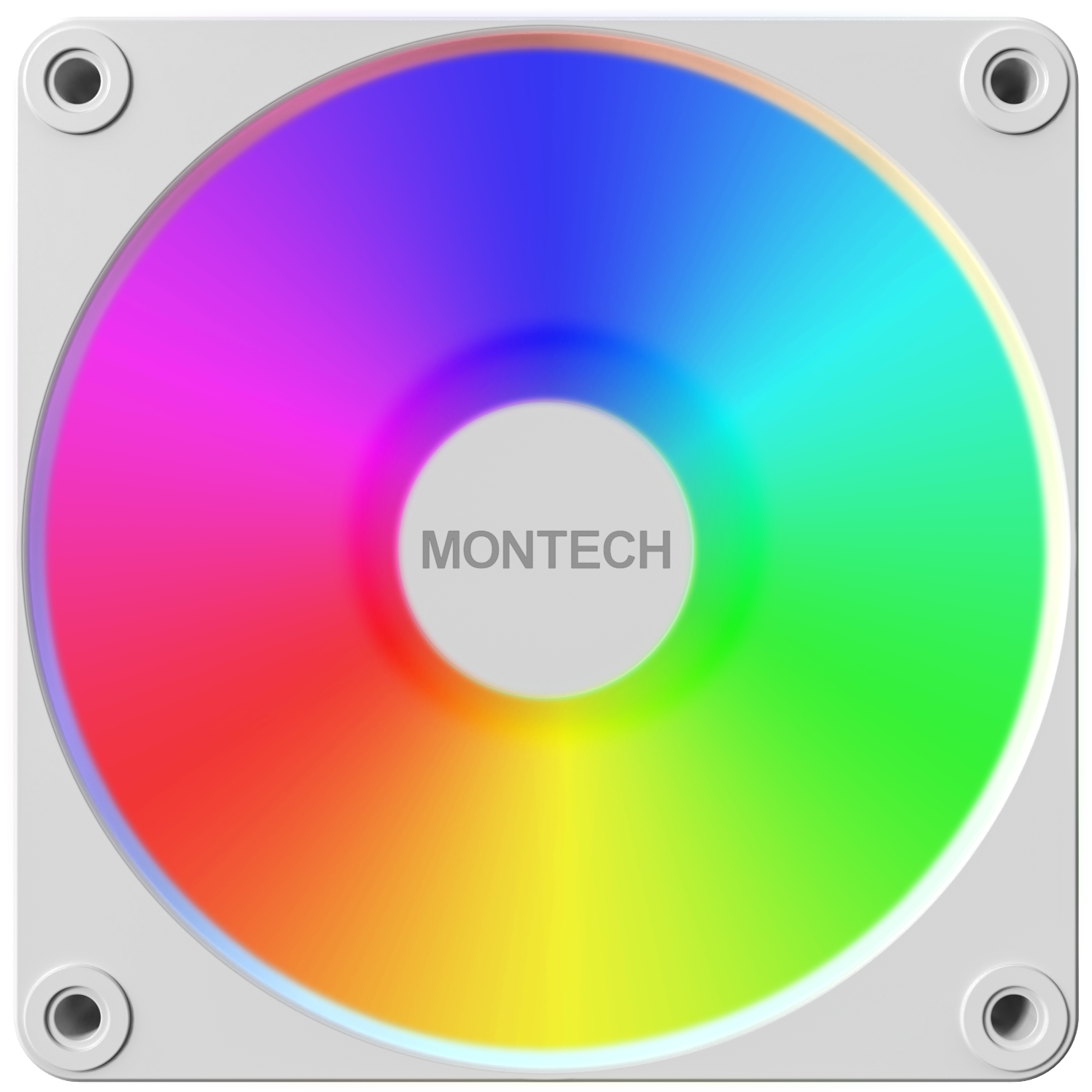 A large main feature product image of Montech GF120R V2 ARGB 120mm PWM Reverse Blade Fan 3-Pack (White)