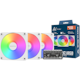 A small tile product image of Montech GF120R V2 ARGB 120mm PWM Reverse Blade Fan 3-Pack (White)
