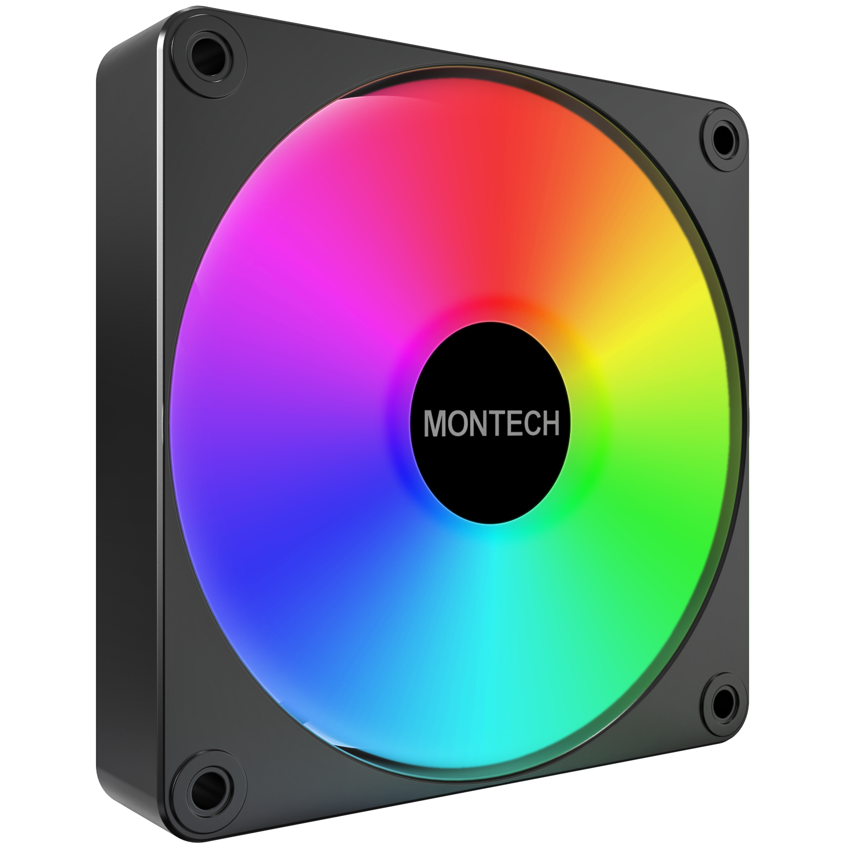 A large main feature product image of Montech GF120R V2 ARGB 120mm PWM Reverse Blade Fan 3-Pack (Black)