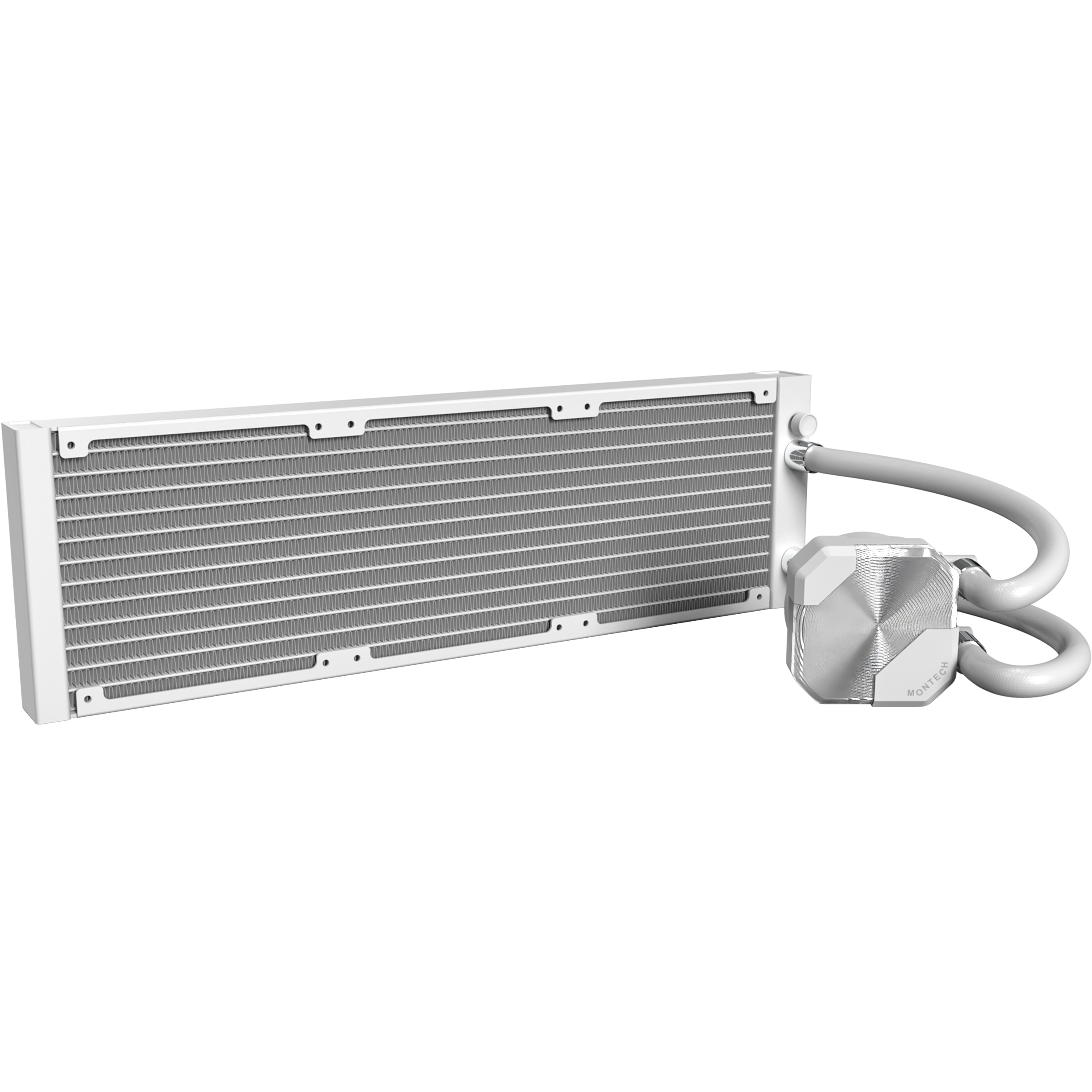 A large main feature product image of Montech HyperFlow Silent 360mm AIO Liquid CPU Cooler (White)