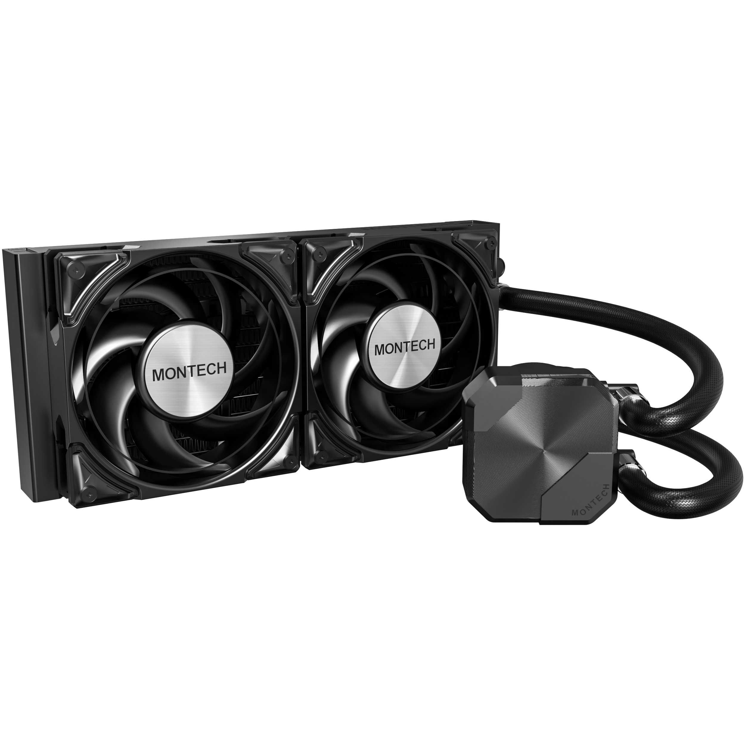 A large main feature product image of Montech HyperFlow Silent 240mm AIO Liquid CPU Cooler (Black)