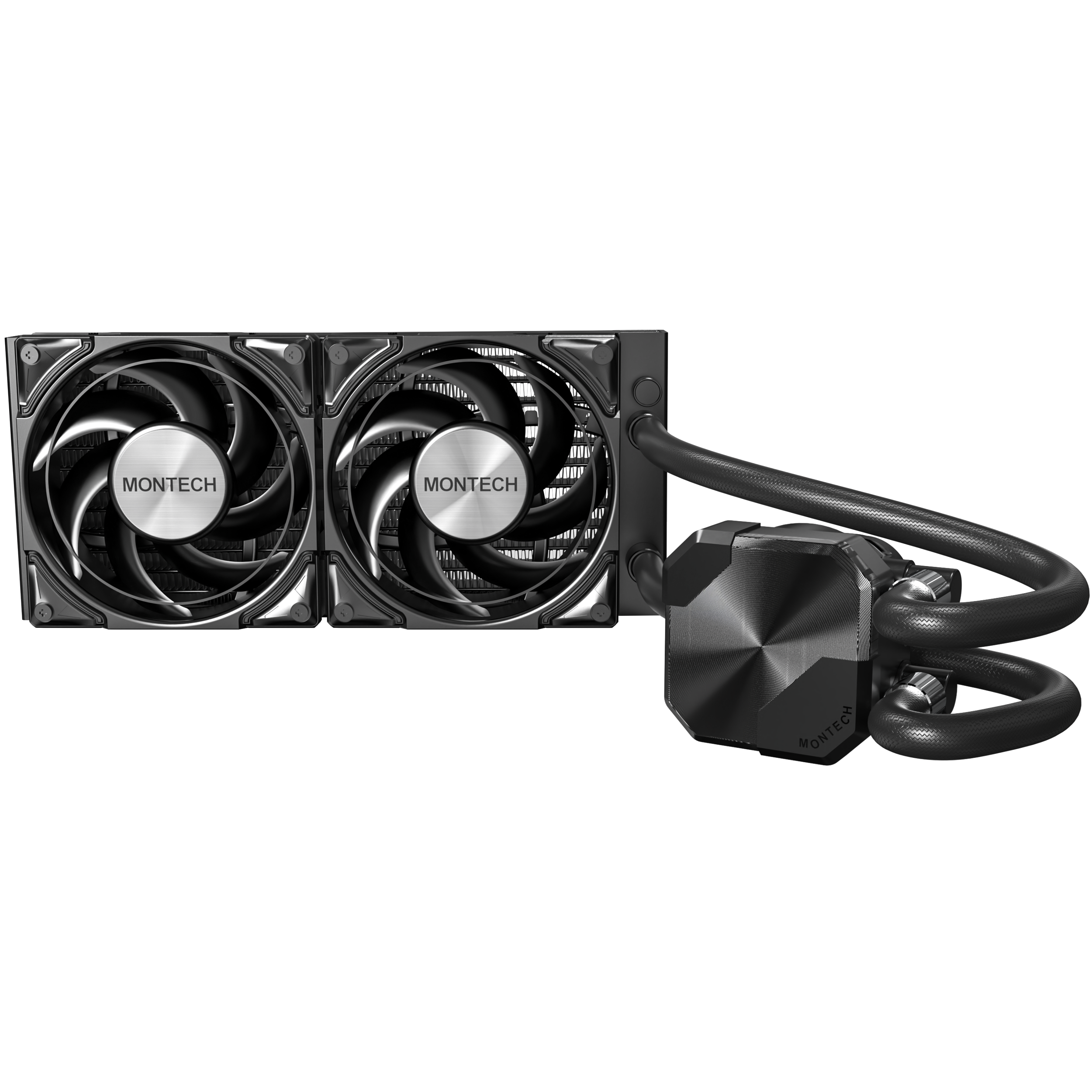 A large main feature product image of Montech HyperFlow Silent 240mm AIO Liquid CPU Cooler (Black)