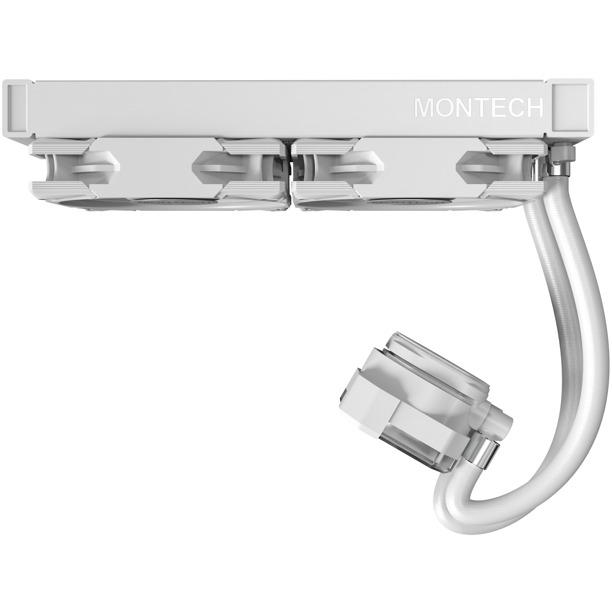A large main feature product image of Montech HyperFlow Silent 240mm AIO Liquid CPU Cooler (White)