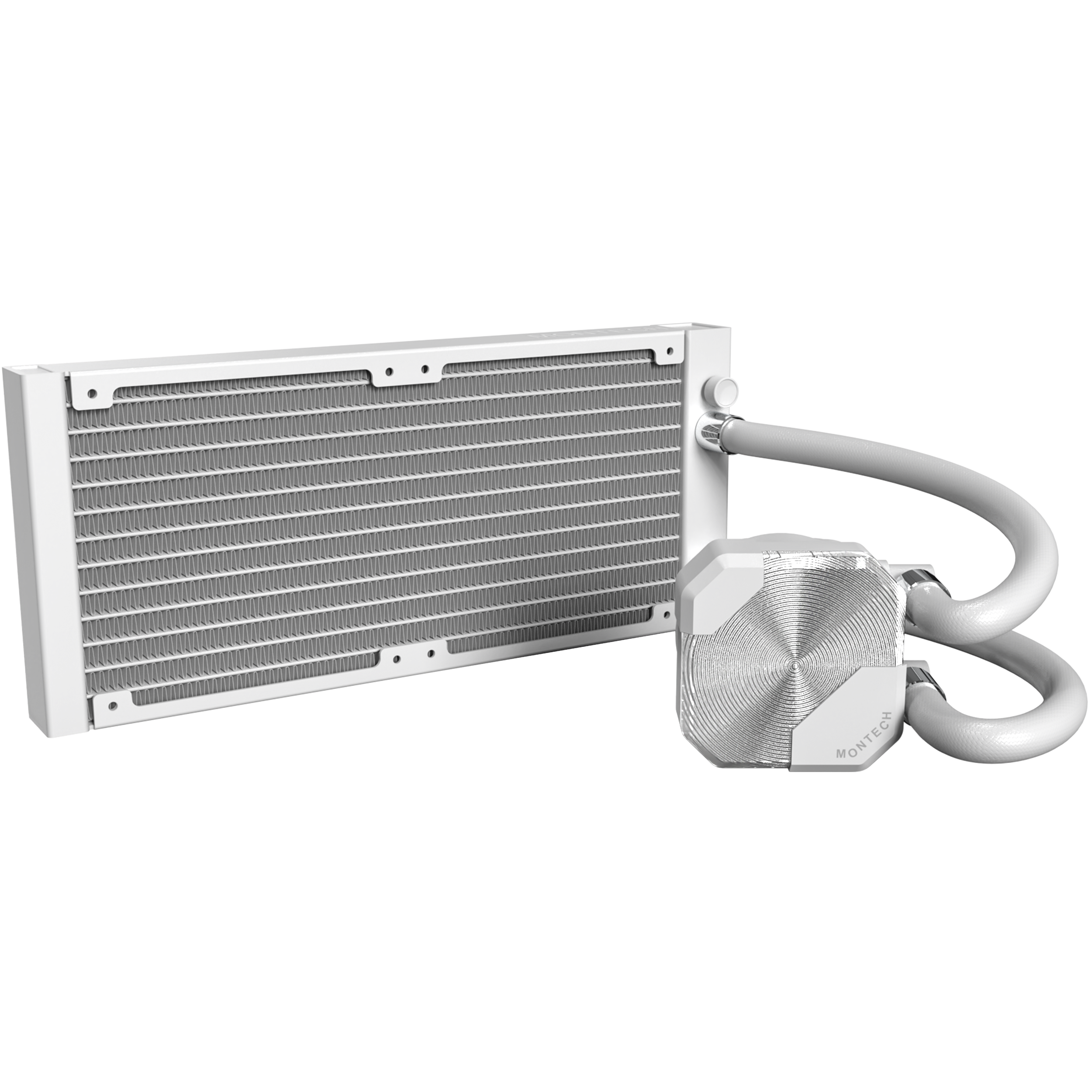 A large main feature product image of Montech HyperFlow Silent 240mm AIO Liquid CPU Cooler (White)