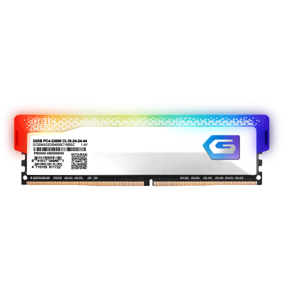 A large main feature product image of GeIL Orion RGB 16GB Kit (2x8GB) DDR4-3200 C16 (White)