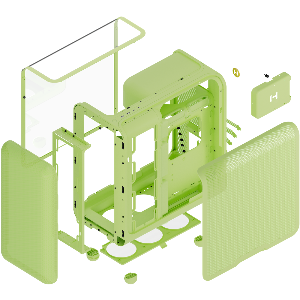 A large main feature product image of HYTE X50 Tempered Glass Mid Tower Case (Matcha Milk)