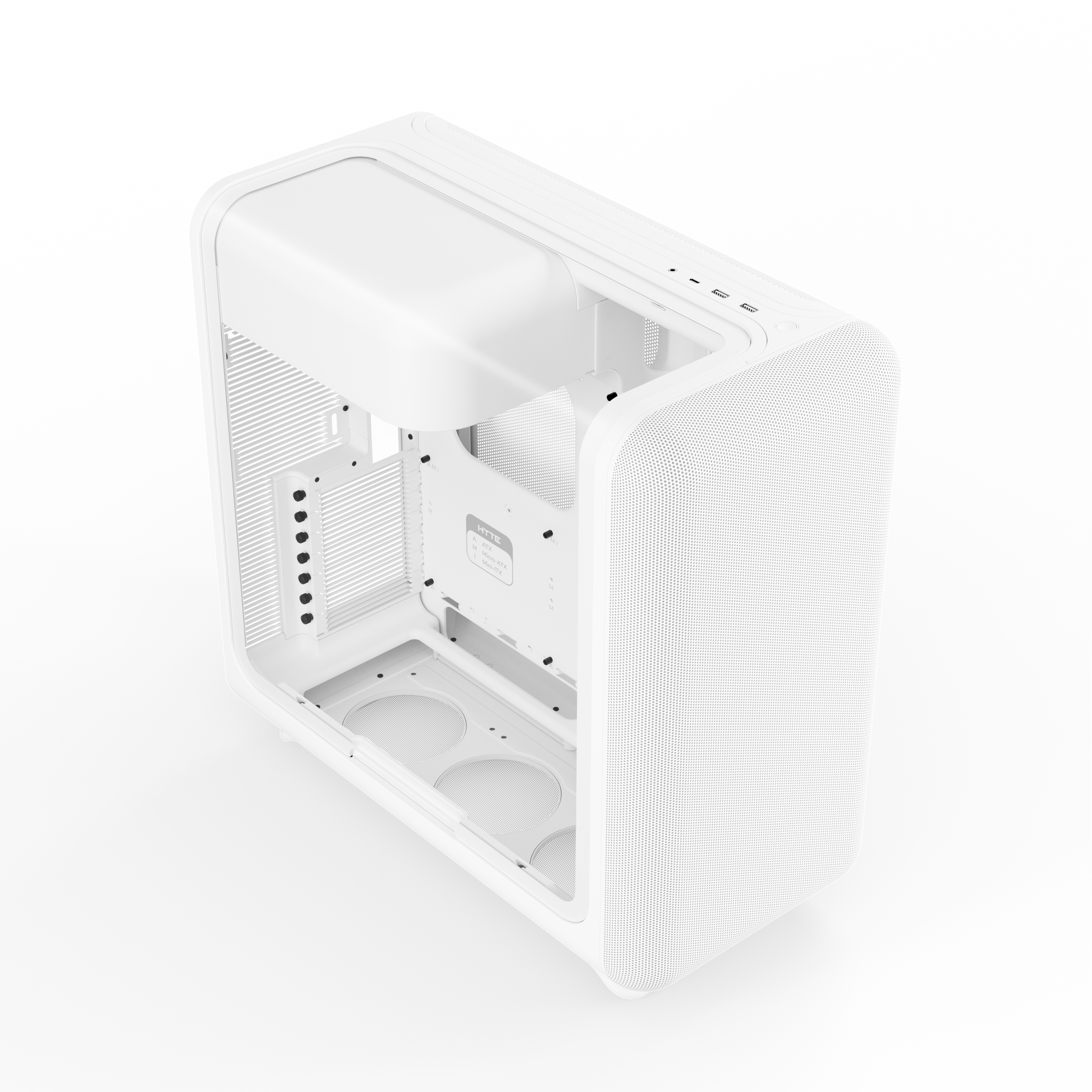 A large main feature product image of HYTE X50 Tempered Glass Mid Tower Case (Snow White)