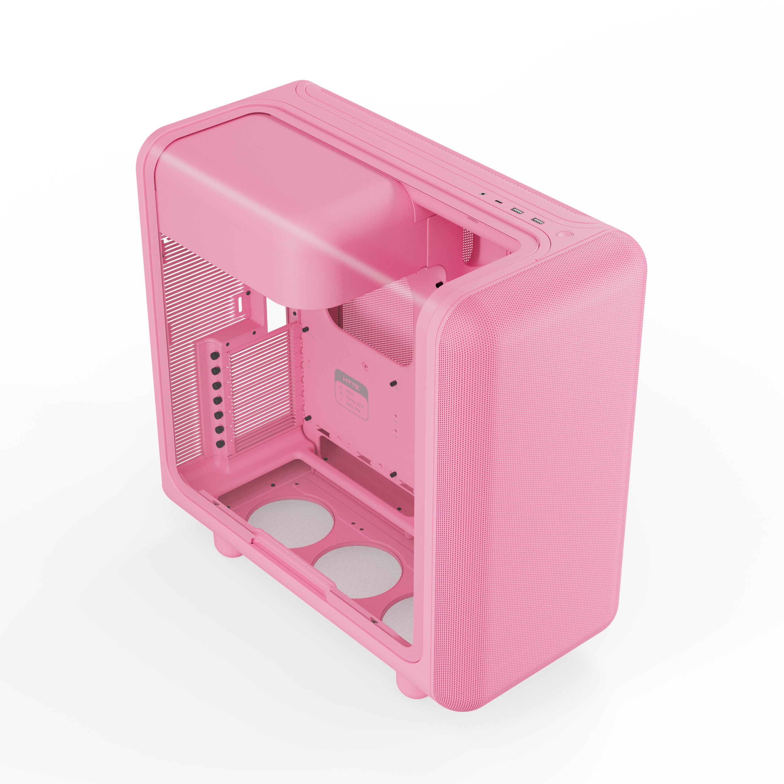 A large main feature product image of HYTE X50 Tempered Glass Mid Tower Case (Strawberry Milk)