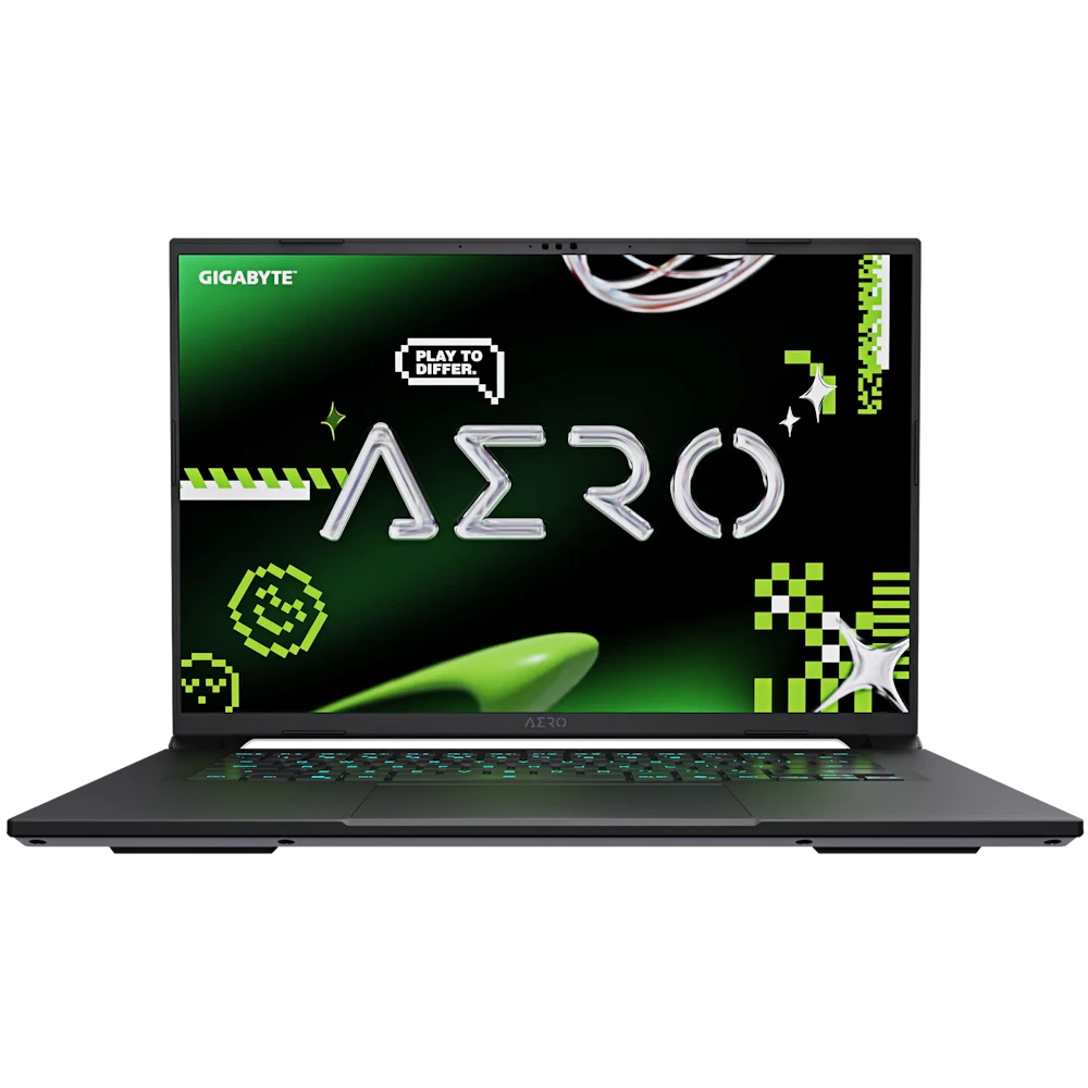 A large main feature product image of Gigabyte AERO X16 (2WH) - 16" 165Hz, Ryzen AI 9 HX 370, RTX 5070, 32GB/1TB - Win 11 Pro Notebook (White)