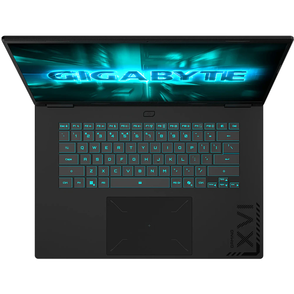 A large main feature product image of Gigabyte GAMING A16 (3WH) - 16" 165Hz, Ryzen 7 260, RTX 5070, 16GB/1TB - Win 11 Gaming Notebook