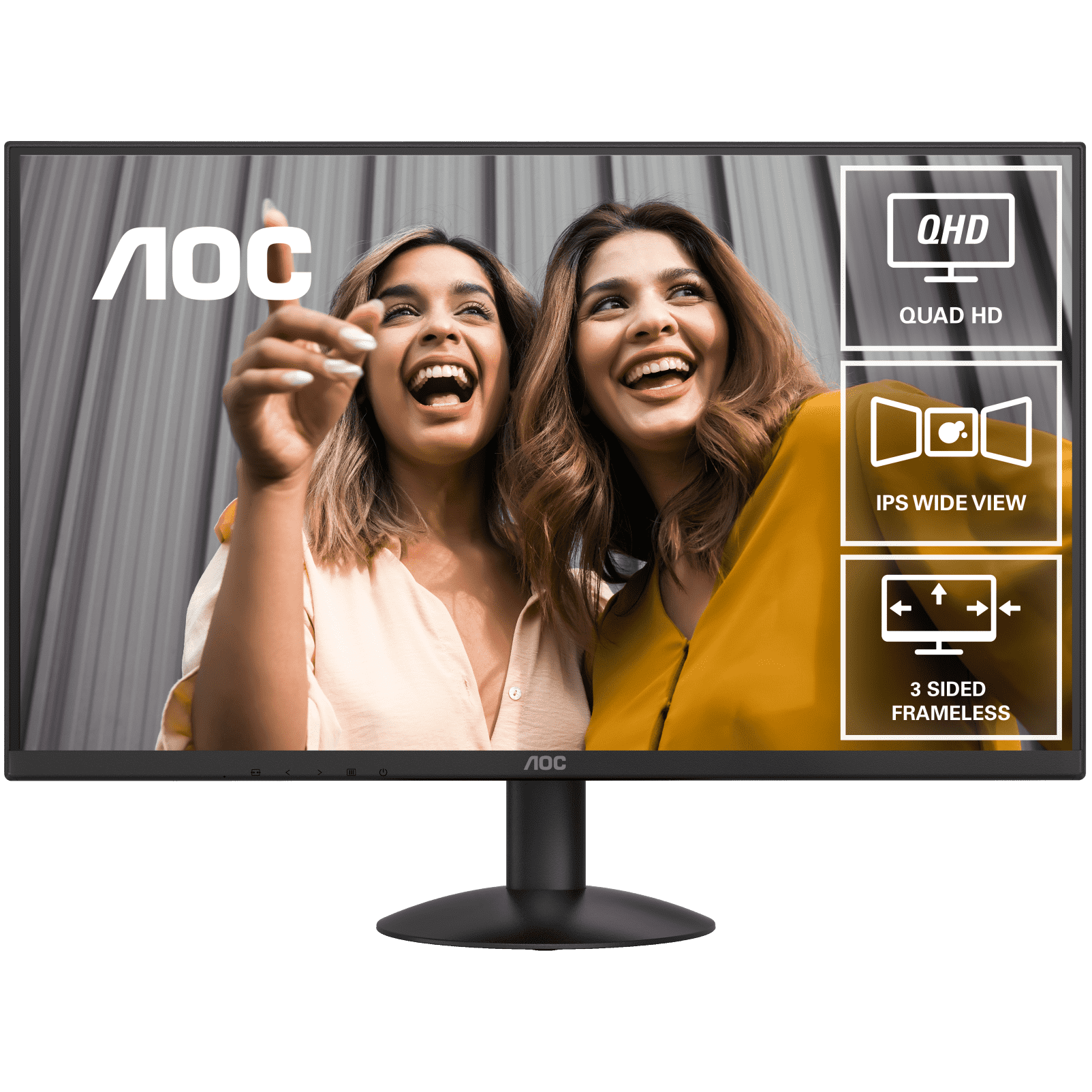 A large main feature product image of AOC Q27B30E - 27" 1440p 75Hz IPS Monitor