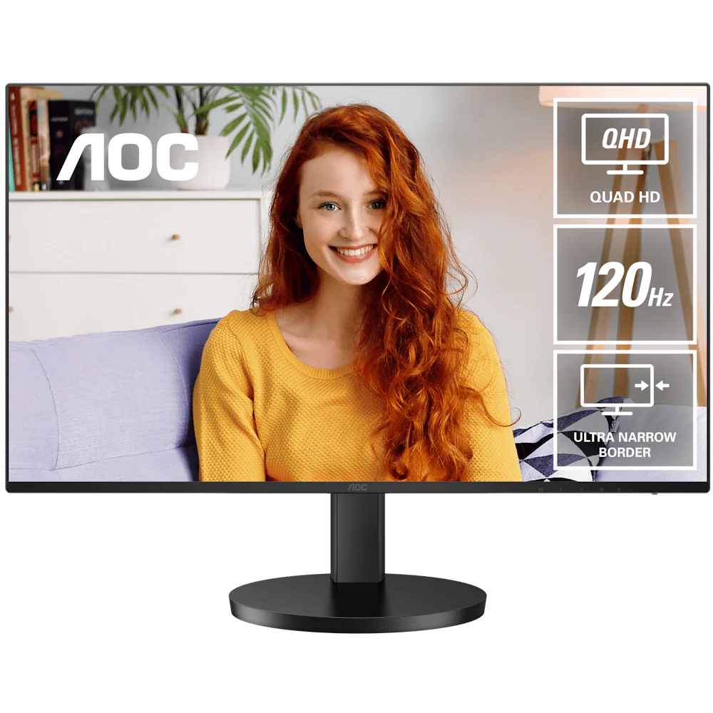A large main feature product image of AOC Q27B3CF3 - 27" 1440p 120Hz IPS Monitor