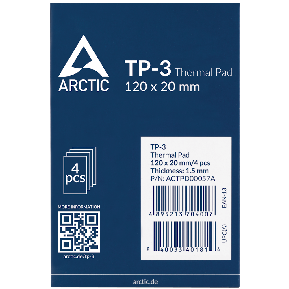 A large main feature product image of ARCTIC TP-3 120x20 x 1.5mm Thermal Pad (4pcs)