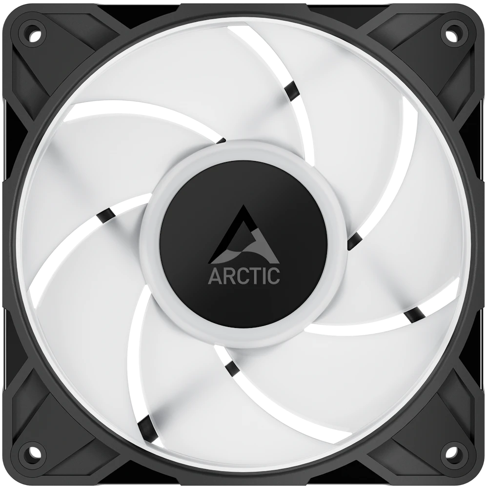 A large main feature product image of ARCTIC P12 Pro ARGB 120mm Performance PWM Fan 3-Pack (Black)