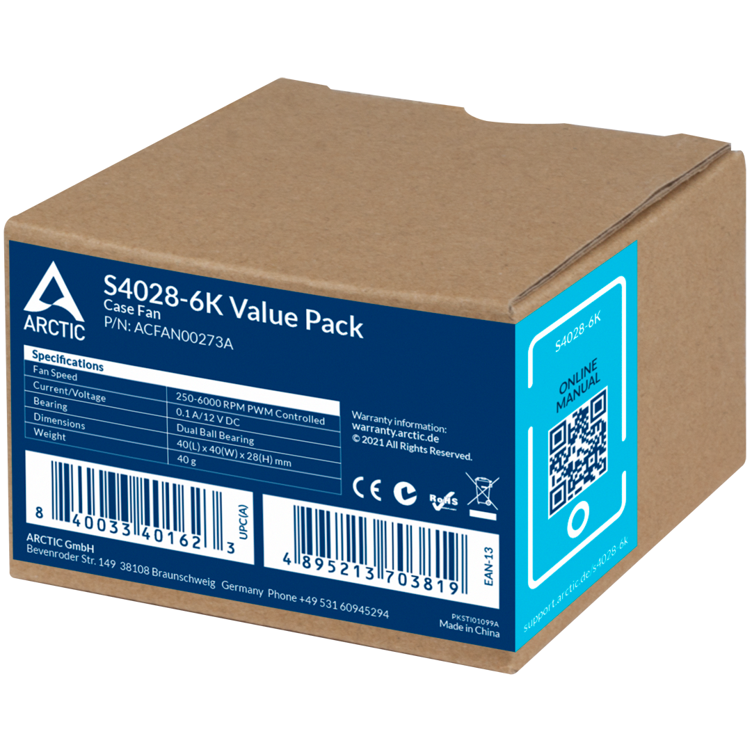 A large main feature product image of ARCTIC S4028-6K 6000RPM Server Fan 5-Pack