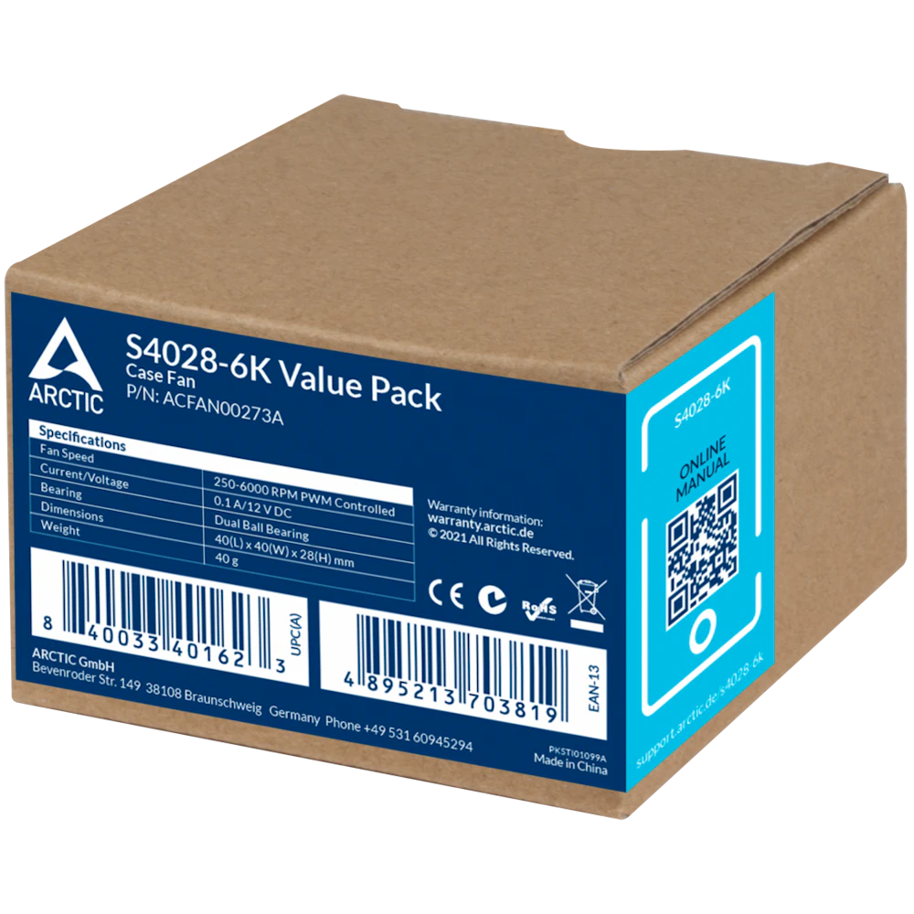 A large main feature product image of ARCTIC S4028-6K 6000RPM Server Fan 5-Pack