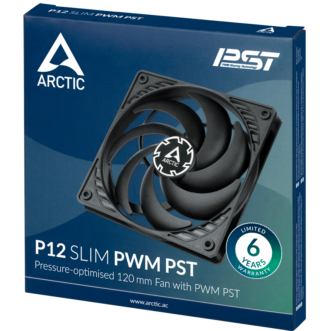 A large main feature product image of ARCTIC P12 Slim PWM PST 120mm Fan (Black)