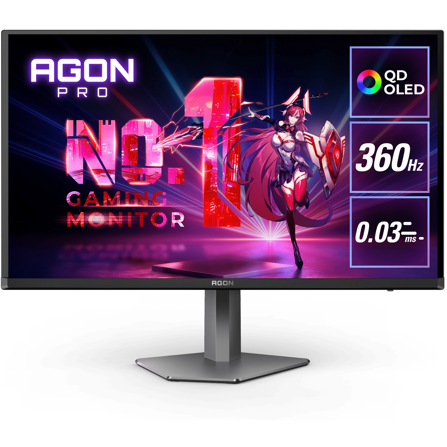 A large main feature product image of AOC Gaming AG276QSD - 27" 1440p 360Hz QD-OLED Monitor