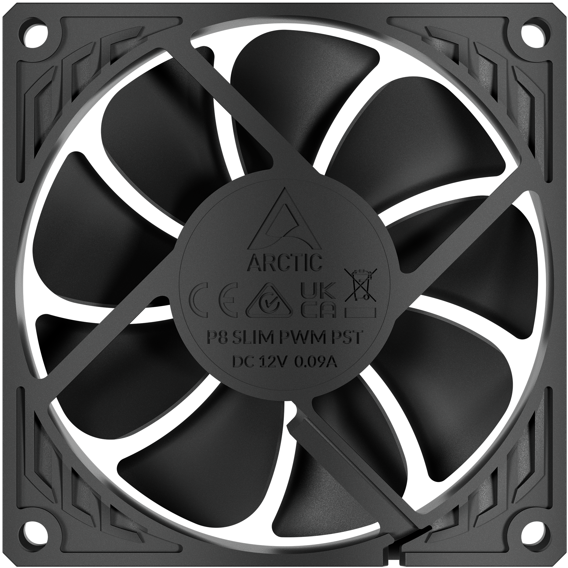 A large main feature product image of ARCTIC P8 Slim PWM PST 80mm Fan (Black)