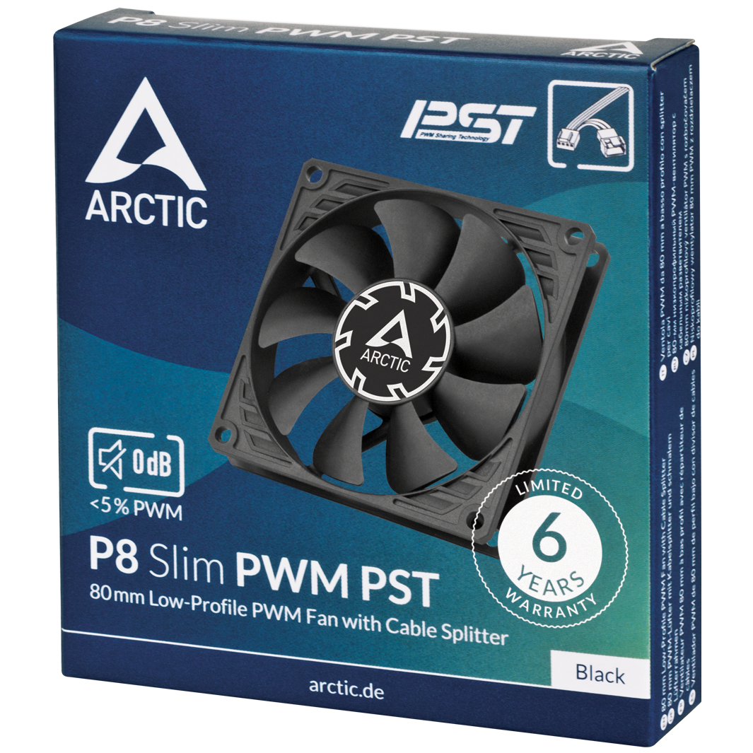 A large main feature product image of ARCTIC P8 Slim PWM PST 80mm Fan (Black)